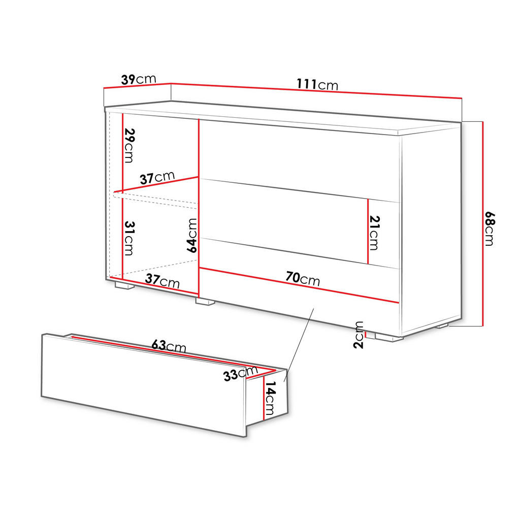 Thumbnail - Mirjan24 Kommode, Eiche Wotan, Holzwerkstoff, 3 Schubladen, 111x68x39 cm, Wohnzimmer, Kommoden & Sideboards, Kommoden