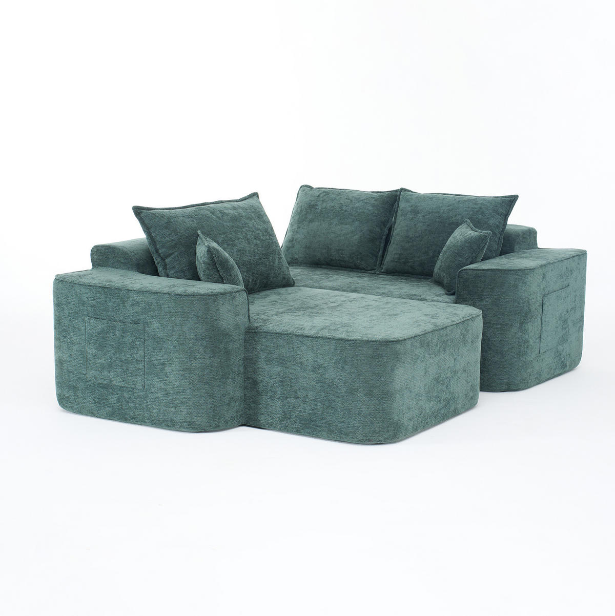 ECKSOFA 262/144/65 cm grün aus Chenille mit Chaiselongue und modularem Design - Grün, Textil (144/262cm) - OKWISH