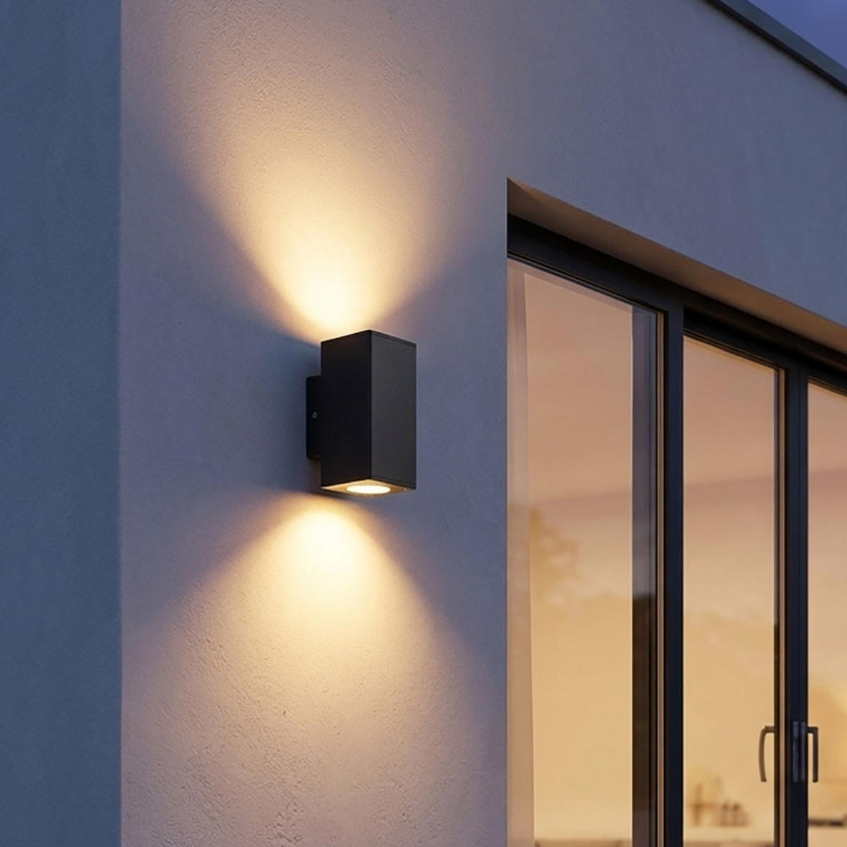 LED AUSSENWANDLEUCHTE Edelstahl Anthrazit 2-flammig - Anthrazit, Metall (9.9/7.6/18.6cm)