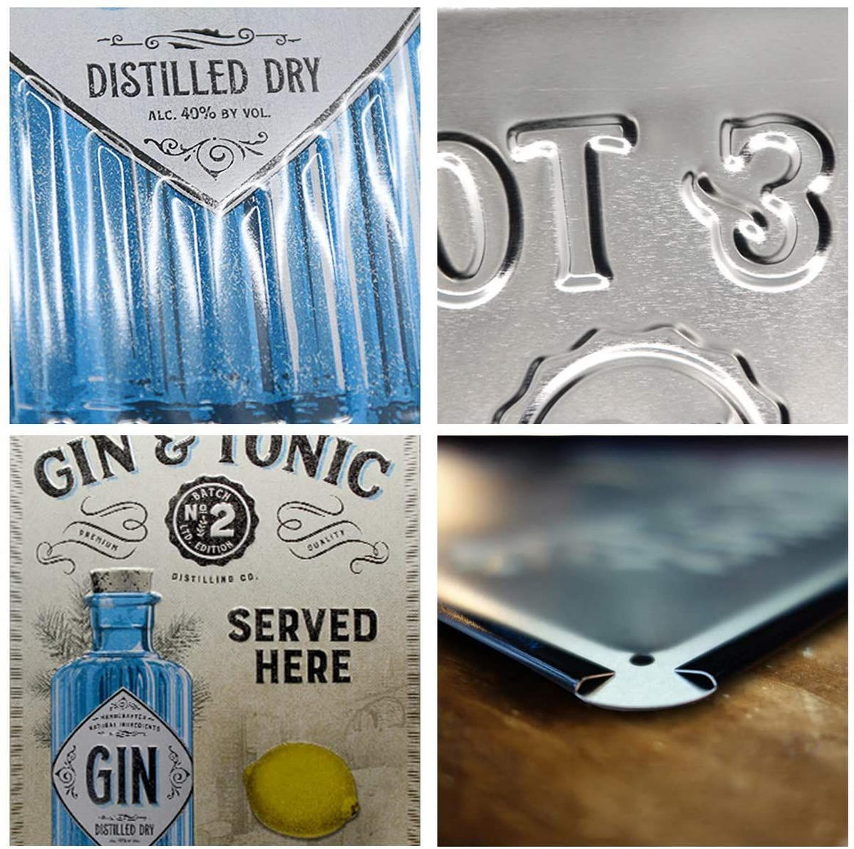 BLECHSCHILD 30/40 cm Open Bar Gin Tonic Served Here - Multicolor, Metall (30/40/0.2cm) - Nostalgic-Art