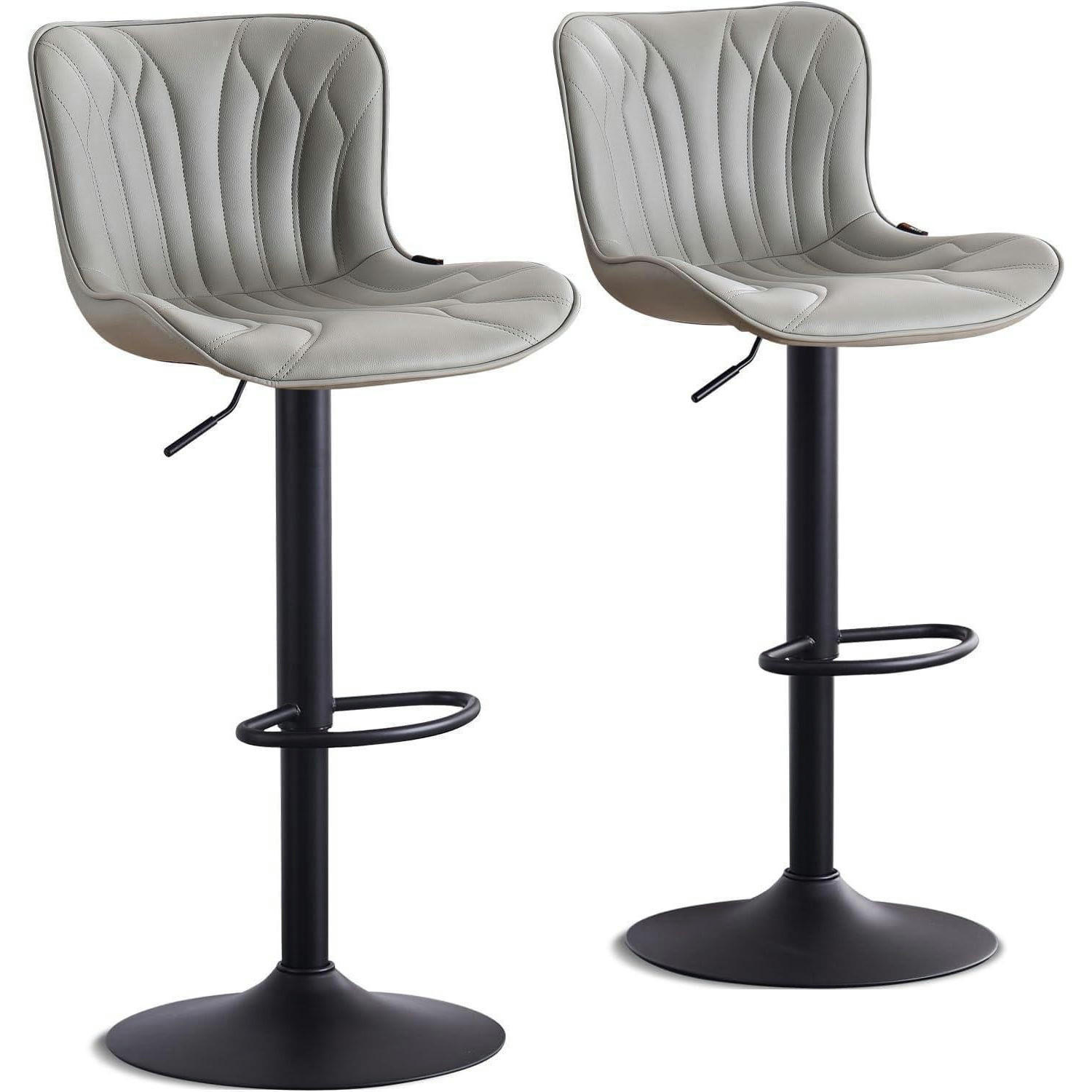 BARHOCKER 2er Set Kunstleder Grau Höhenverstellbar - Grau, Kunststoff (83/54/48cm)