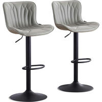 BARHOCKER 2er Set Kunstleder Grau Höhenverstellbar - Grau, Kunststoff (83/54/48cm)