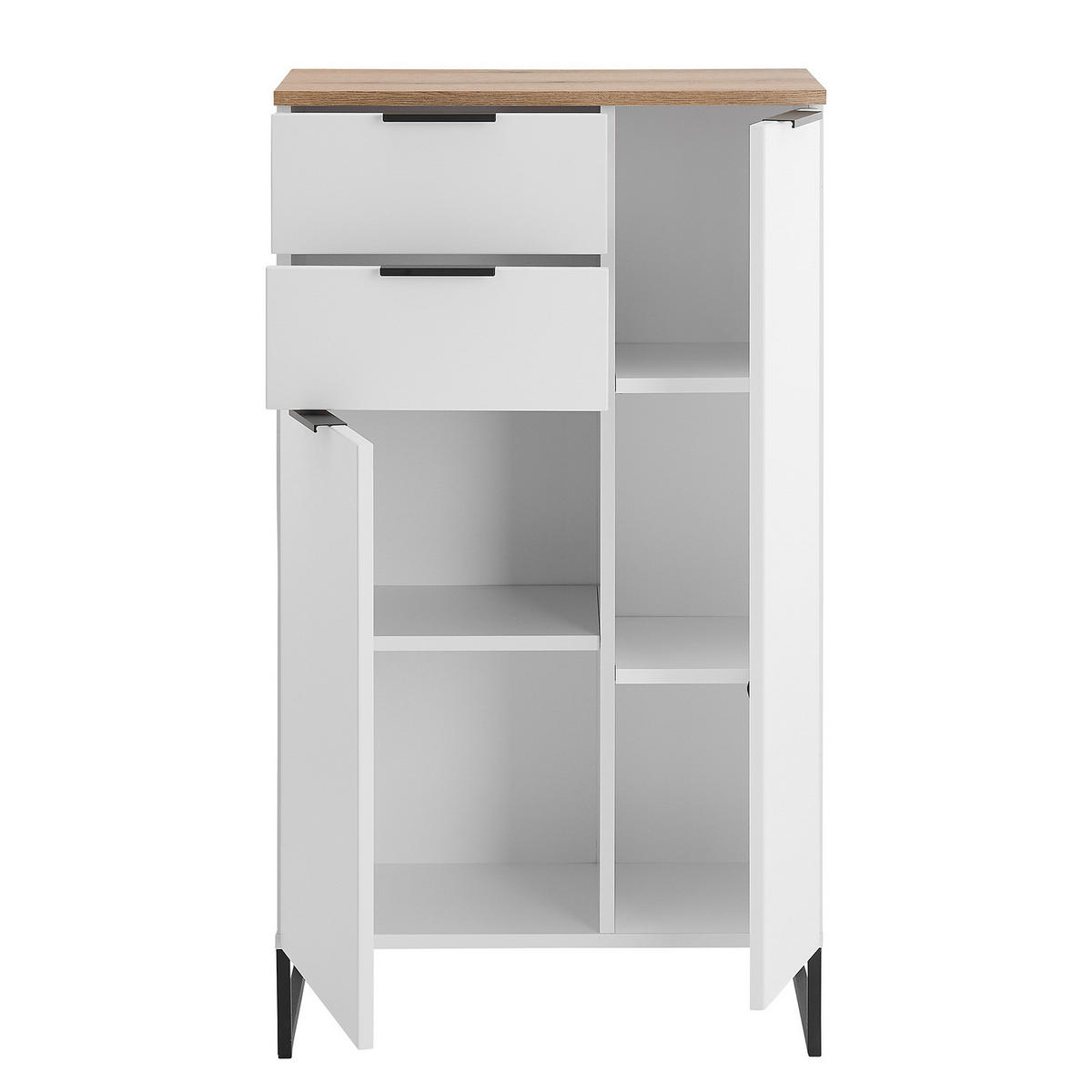 MIDISCHRANK mit 2 Schubladen - Weiß, Holzwerkstoff (60/106/32cm) - home24