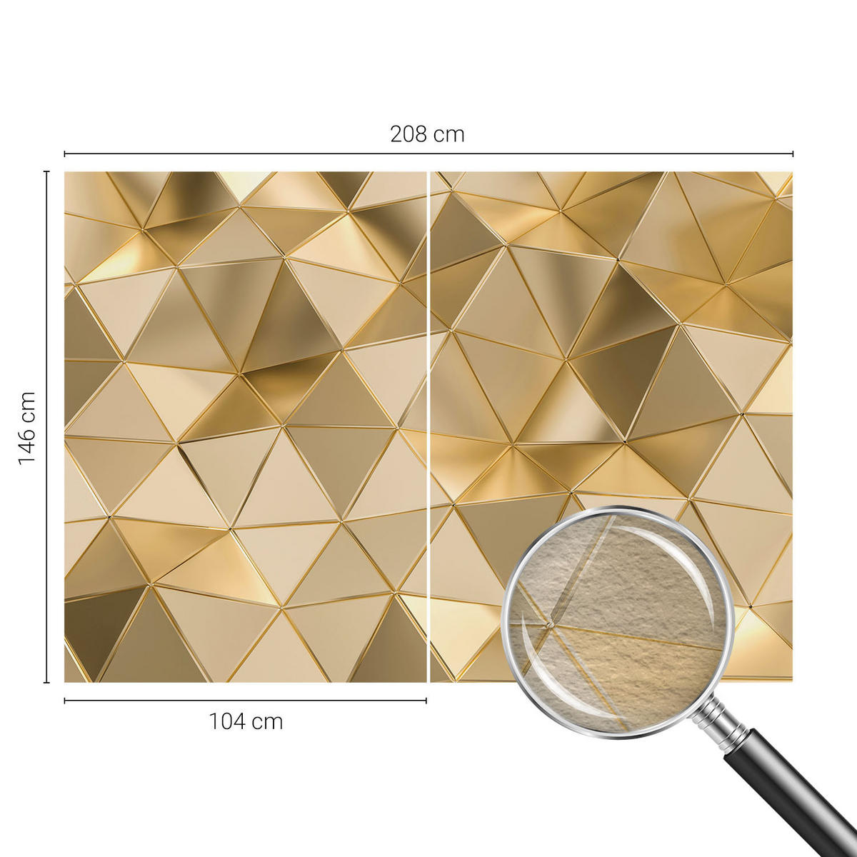 FOTOTAPETE 208x146 cm - Dreiecksmuster - Grau, Textil (208/146cm) - Wallfluent