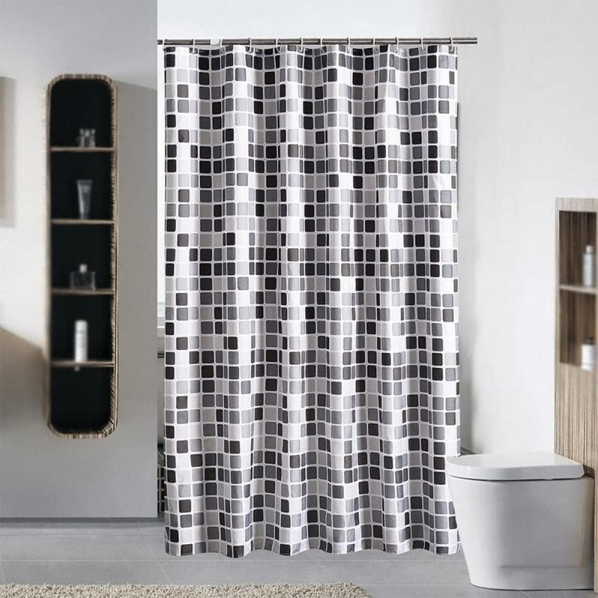 DUSCHVORHANG SET 150 x 200 cm wasserdicht schimmelresistent antibakteriell - Multicolor, Textil (200/150cm) - MCBOSON