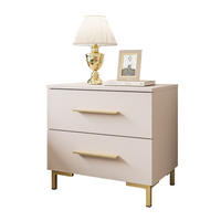 NACHTTISCH LINA KASCHMIR mit LED-Beleuchtung, goldenen Beinen und Griffen - Kaschmir, Holzwerkstoff (55/52/37cm) - Lookway