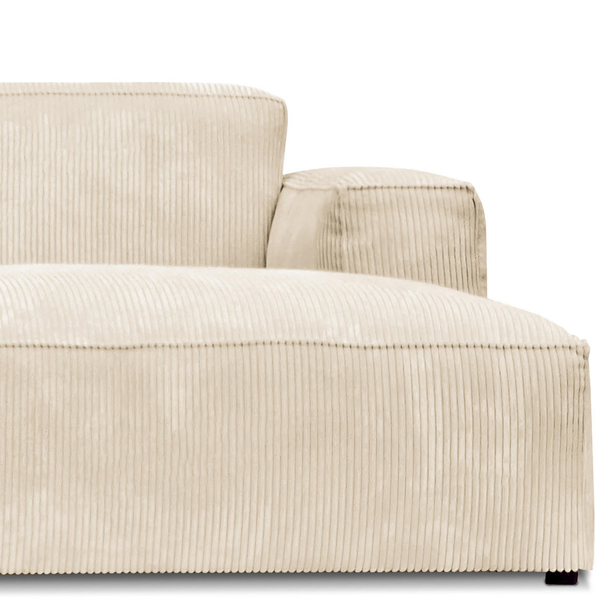 ECKSOFA mit Longchair - Creme/Schwarz, Kunststoff/Textil (345/170cm) - home24