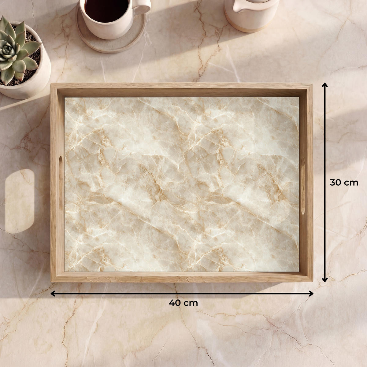 SERVÍROVACÍ PODNOS Světle béžová - Onyx - Jemná 40x30 cm - béžová, dřevo (40/5/5cm) - OnlyWow