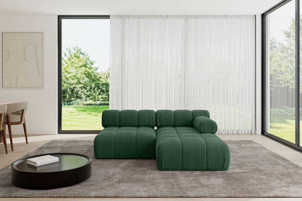 ECKSOFA modulares Sofa Razon-L1 - 190x160x70 cm Grün Cord - Grün, Holzwerkstoff/Textil (190/160cm) - ALTDECOR