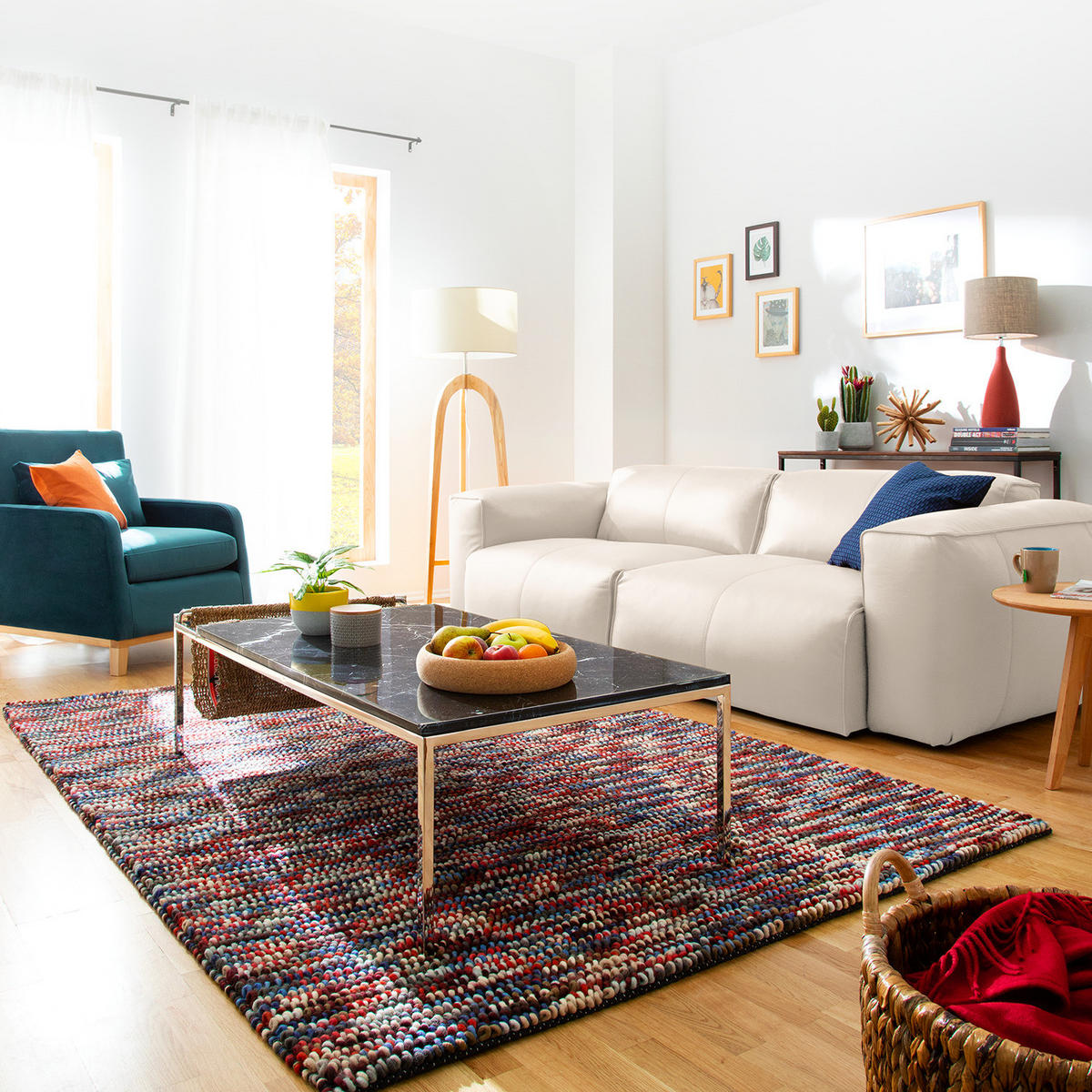 3-SITZER SOFA - Schwarz/Hellblau, Leder/Kunststoff (251/71/102cm) - home24