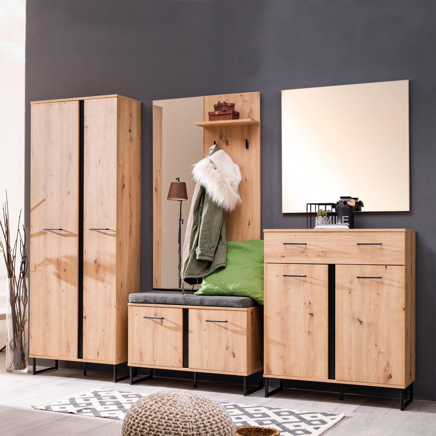Homestyle4u Garderobe Braun 240x195x35 cm