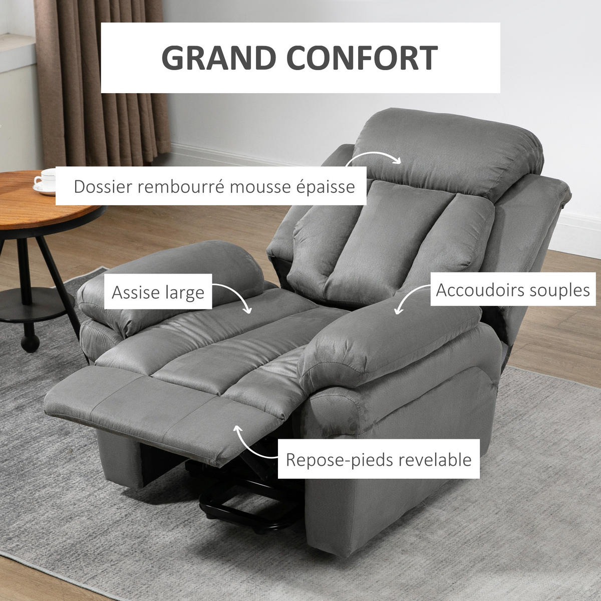 RELAXSESSEL DE-15362 elektrisch verstellbar mit Aufstehhilfe Grau - Hellgrau, Metall (93/105/96cm) - ComfortXL