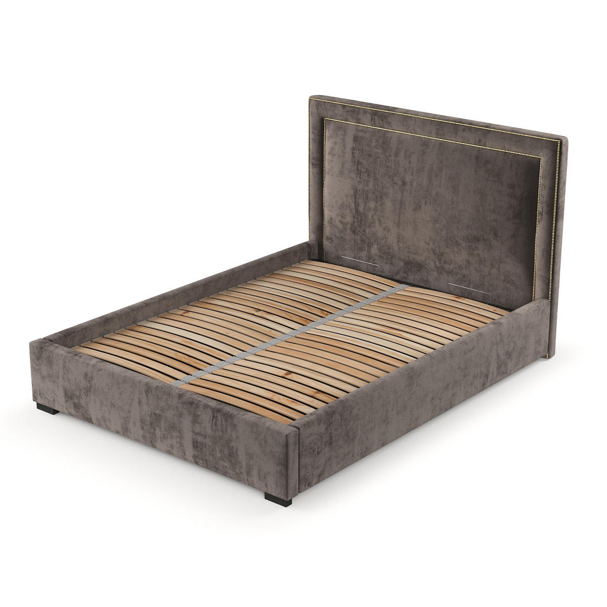 POLSTERBETT Como Braun 160/200 cm im Chenille-Stoff - Schwarz/Naturfarben, Holz/Holzwerkstoff (160/200cm) - Maison de Reve