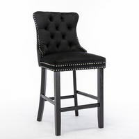 BARHOCKER 2er-Set aus Samt mit Holzbeinen, Schwarz - Schwarz, Textil (60/103/50cm)