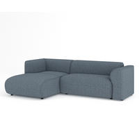 ECKSOFA Melani Denimblau Webstoff - Schwarz/Dunkelblau, Holz/Holzwerkstoff (253/153cm) - Maison de Reve