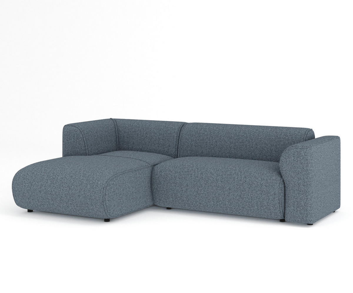 ECKSOFA Melani Denimblau Webstoff - Schwarz/Dunkelblau, Holz/Holzwerkstoff (253/153cm) - Maison de Reve