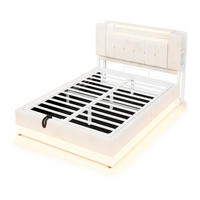 STAURAUMBETT 140/200 cm mit LED und Stauraum, DE-02116, in Beige - Beige, Metall (140/200cm) - ComfortXL