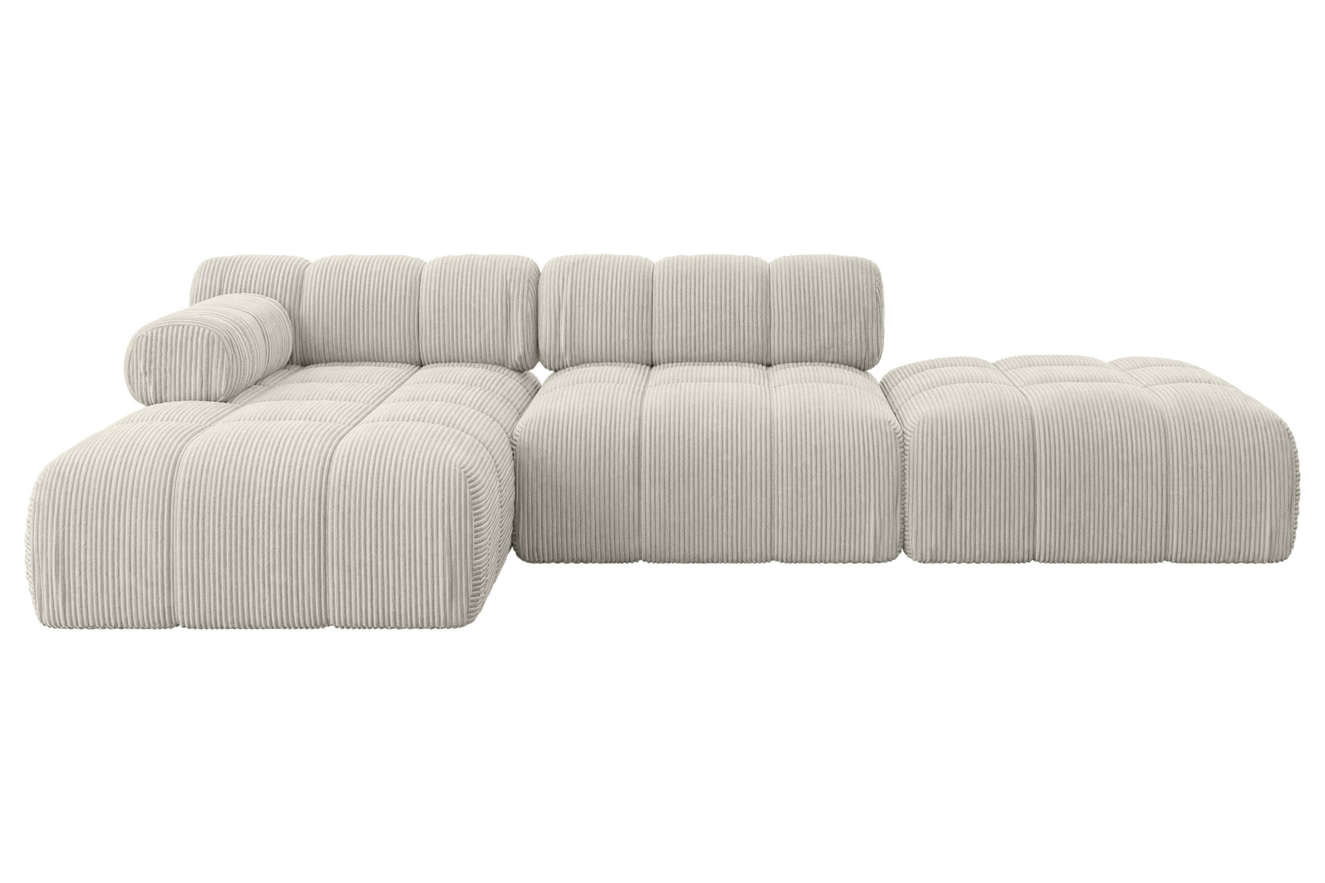 ECKSOFA modulares Sofa Lizur-L1 - 285x160x70 cm Creme Cord - Hellgrau/Creme, Holzwerkstoff/Textil (285/160cm) - ALTDECOR