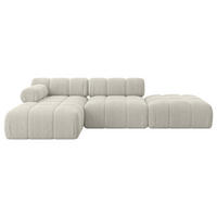 ECKSOFA modulares Sofa Lizur-L1 - 285x160x70 cm Creme Cord - Hellgrau/Creme, Holzwerkstoff/Textil (285/160cm) - ALTDECOR
