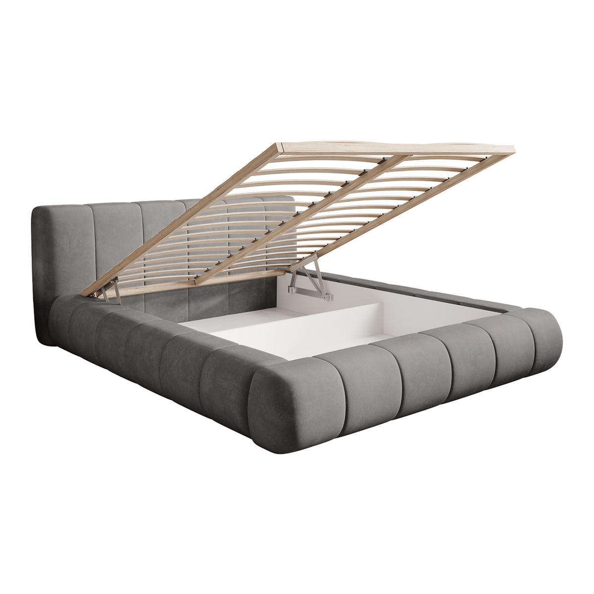 POLSTERBETT AVILLA 160x200 cm, Grau - Grau, Textil (200/160cm) - Fedve