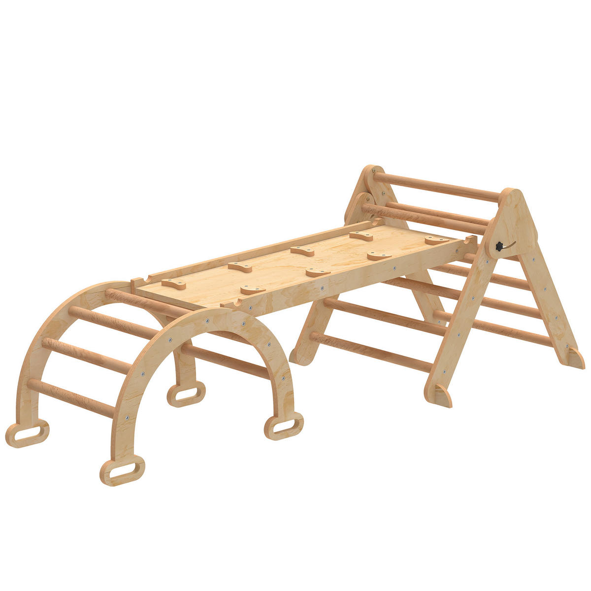 KLETTERGERÜST 7-in-1 DE-09861 Holz - Naturfarben, Holz (70/59/188cm) - ComfortXL