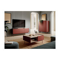 WOHNZIMMER Set 3-tlg. – COLOR – Rot - Rot, Holzwerkstoff (144/55/37cm) - hi-markt