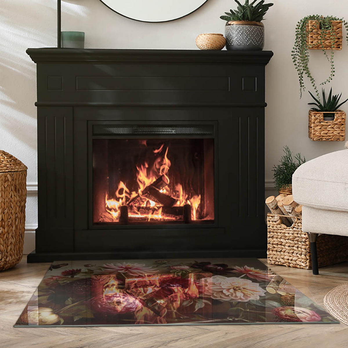 GLASPLATTE für Kamin 100x70 cm Bordeaux - Weinrot, Glas (100/70/0.4cm) - ArtPrintCave