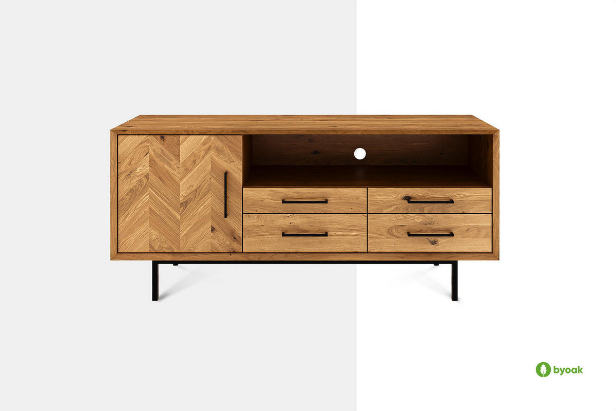 TV-STÄNDER BREIT LEON Wildeiche - Wildeiche, Holz (144/65/45cm) - byoak