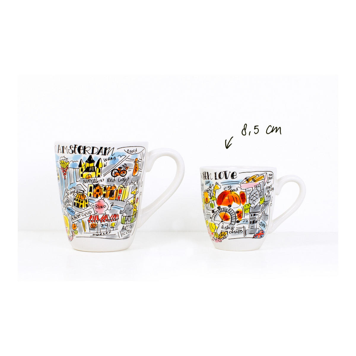 MINI-BECHER Paris in Bunt - 200 ml - Multicolor, Keramik (0.2L) - Blond Amsterdam