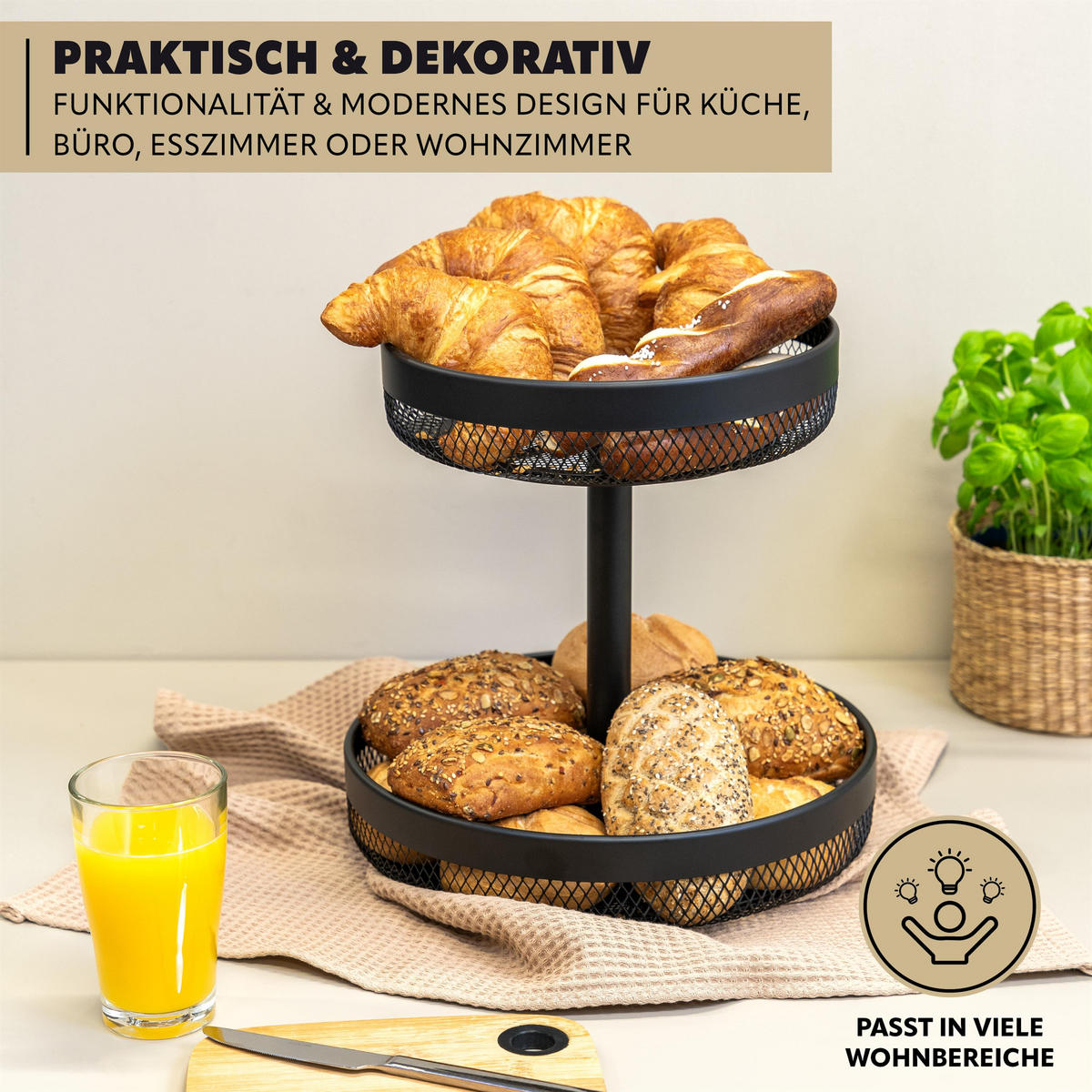 OBSTKORB, schwarz, Metall - Schwarz, Metall (31.5cm) - eluno