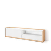 TV-SCHRANK, Lowboard, Weiß und Eiche Soft, 207/37/50cm - Weiß, Holzwerkstoff (207/50/37cm) - Skraut Home