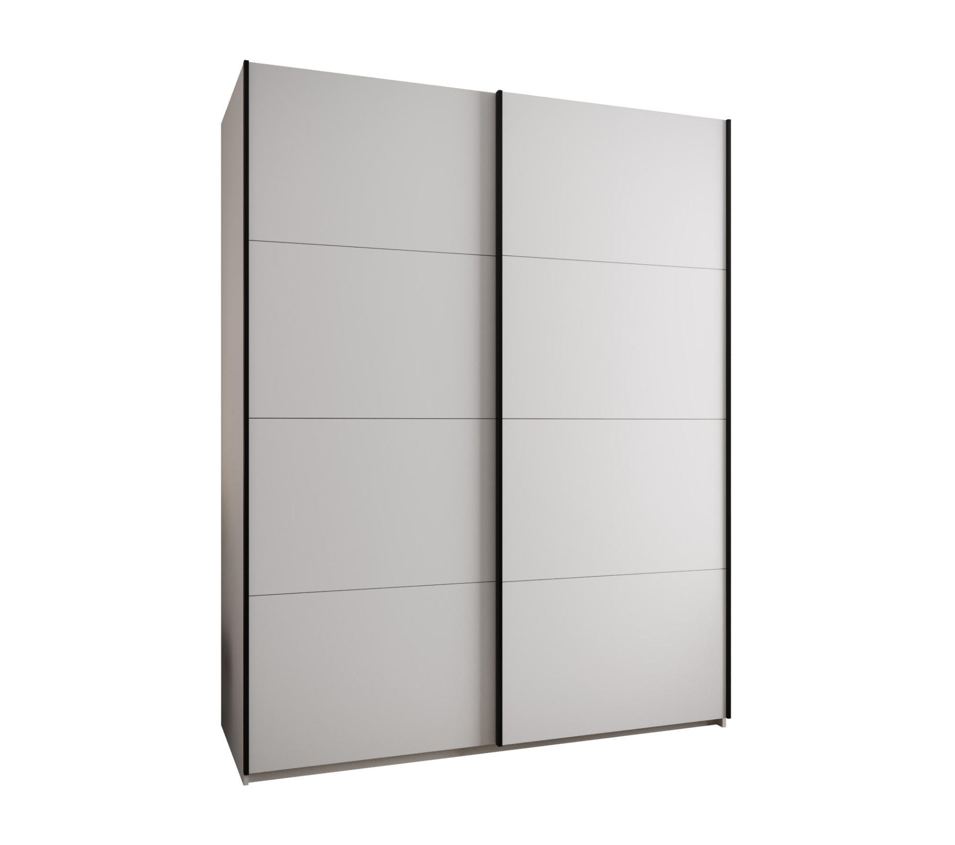 Abiks Möbel Schwebetürenschrank Weiß, Weiß, Schwarz 190x245x64 cm