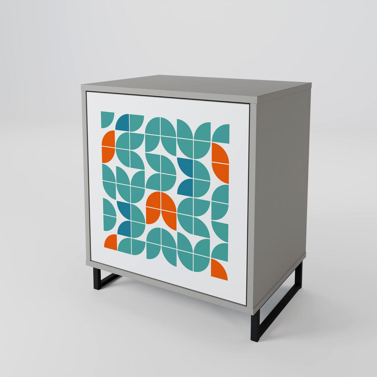 SIDEBOARD BE THE CHANGE, Grau, 57,5x42x77,5 cm, Schräge Buchenholzfüße - Buchefarben/Multicolor, Holzwerkstoff/Buchenholz (57.5/77.5/42cm) - SpaceRebels