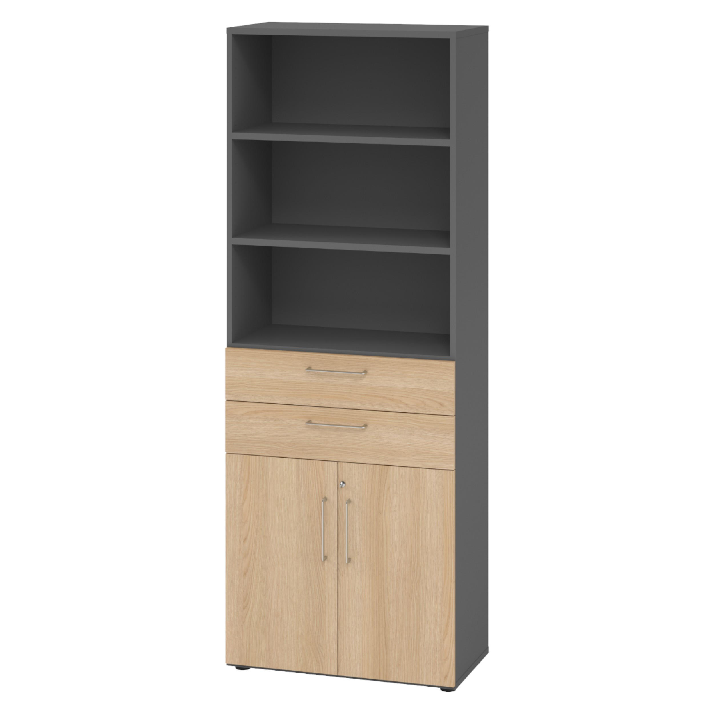 bümö Kombischrank Graphit, Eiche 80x215.6x42 cm