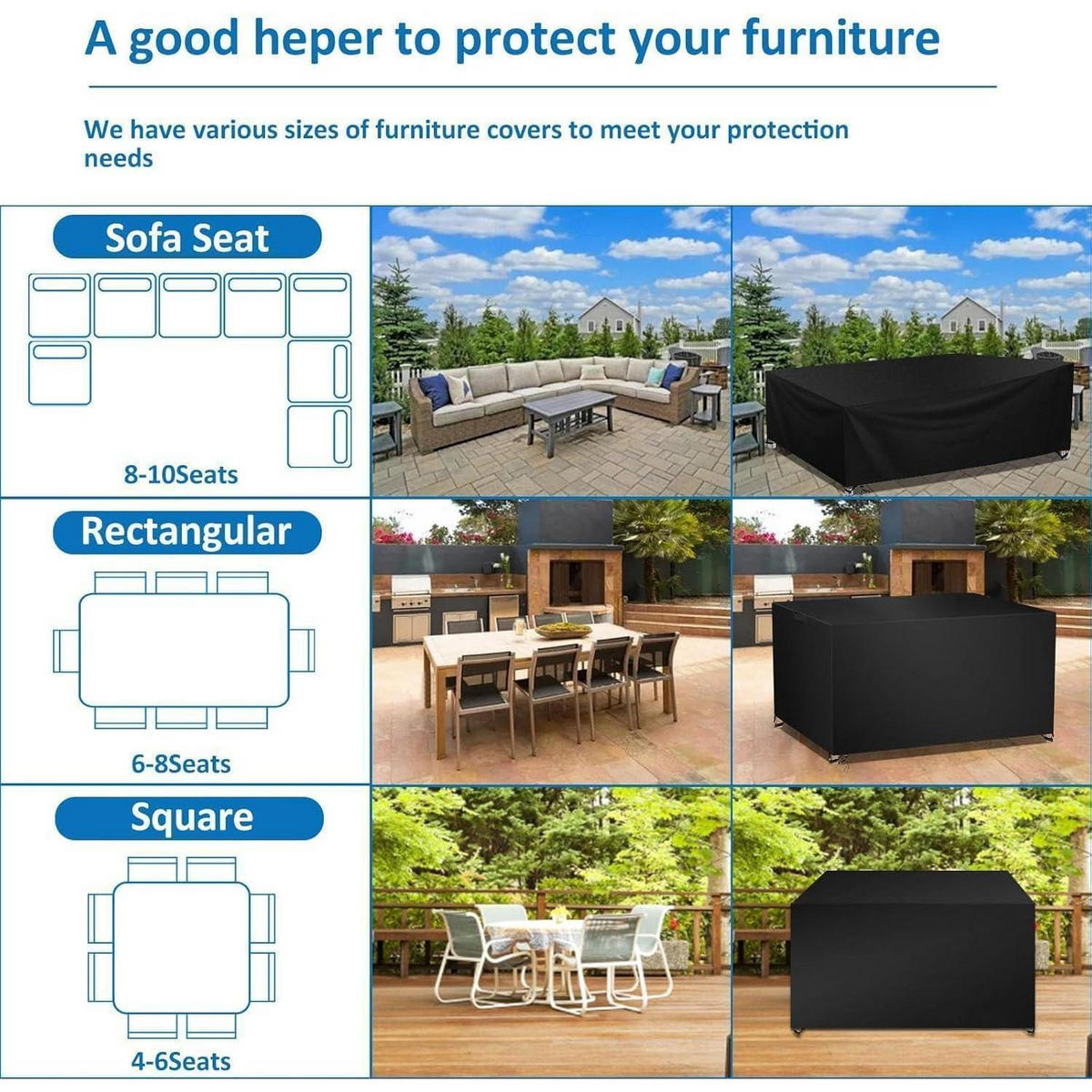 GARTENMÖBEL Abdeckung Wasserdicht 420D Oxford 300 x 300 x 98 cm - Schwarz, Textil (300/98/300cm)