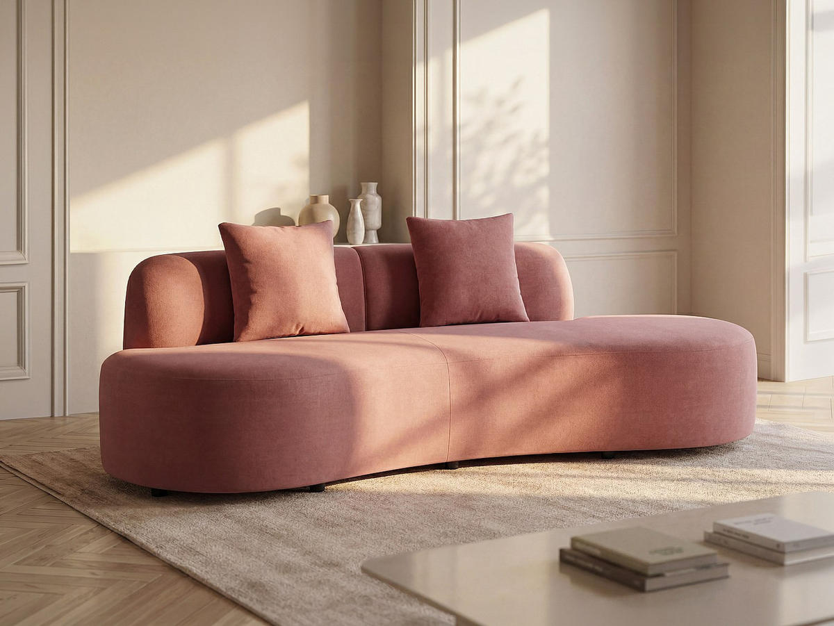SOFA - 3 Personen - samt - rosa Basiliana - Pink, Textil (230/76/80cm) - Vente-Unique