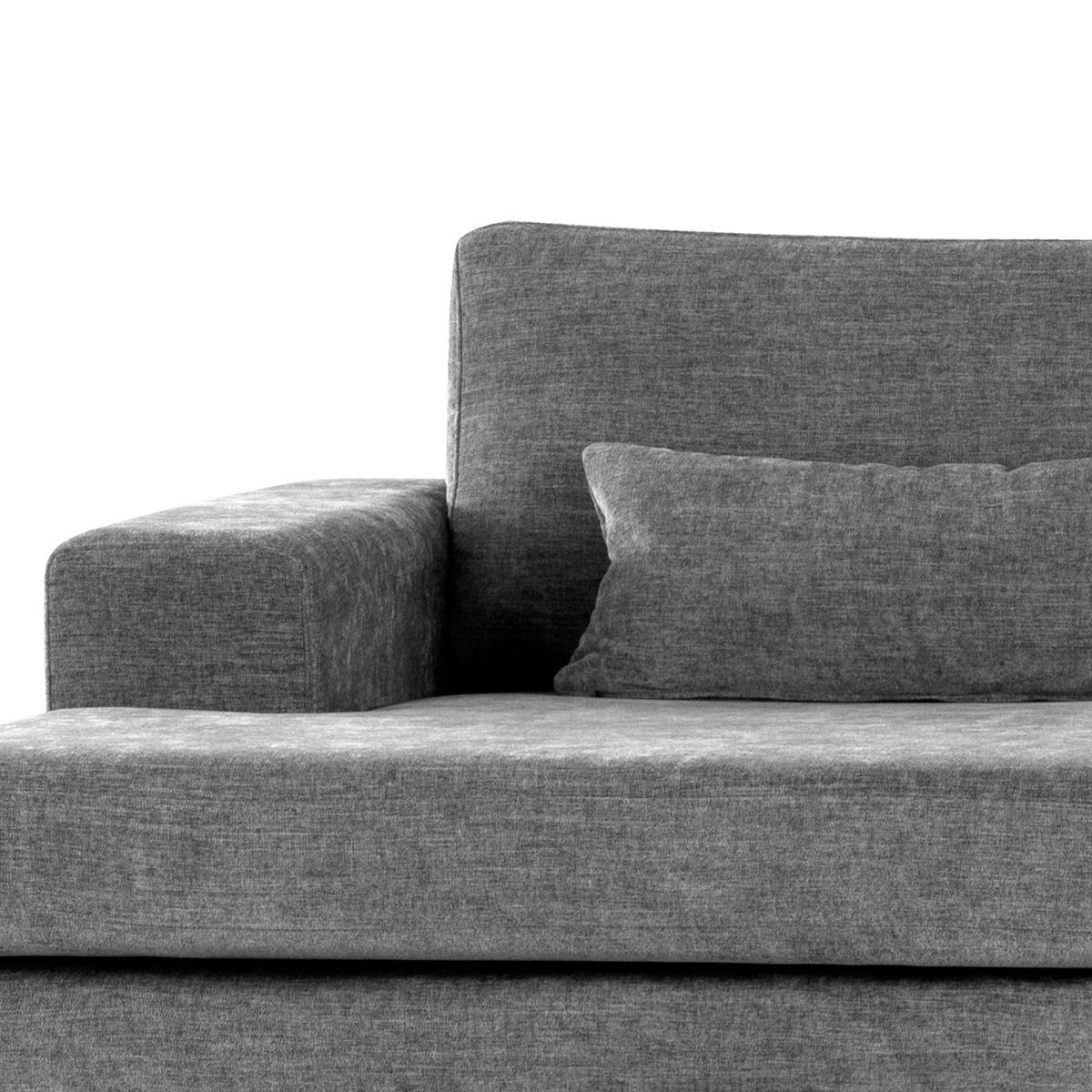 ECKSOFA mit Longchair - Dunkelgrau/Buchefarben, Buchenholz/Textil (281/153cm) - home24