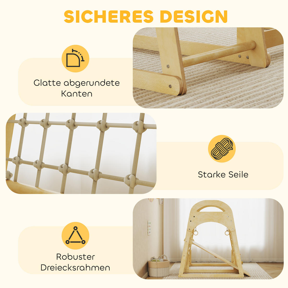 KLETTERGERÜST 6-in-1 DE-09878 Holz - Naturfarben, Holz (120/59/108cm) - ComfortXL
