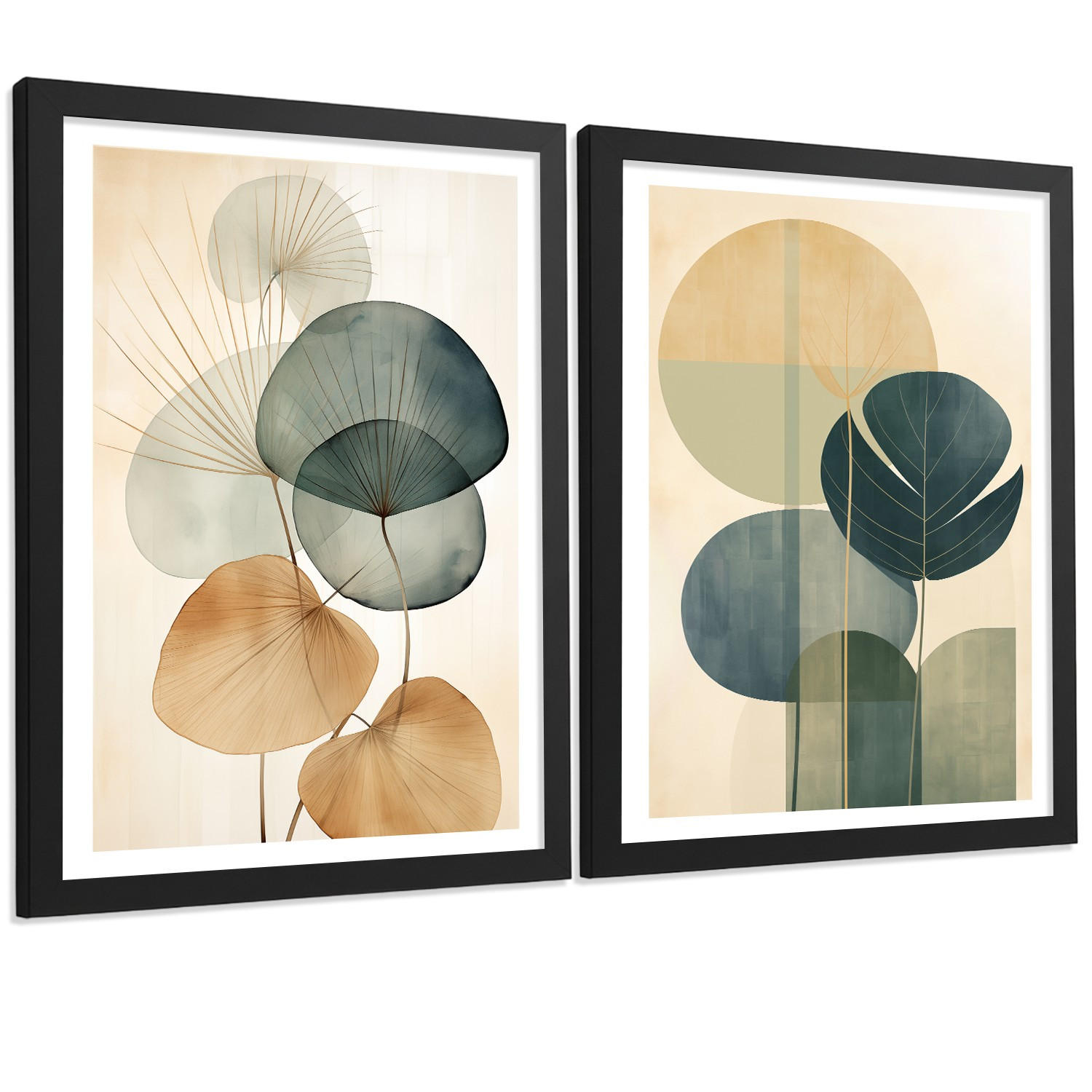 PLAKAT Sada 2 Abstrakt A4 Černý rám - černá, papír (29.7/1/21cm) - Nacnic