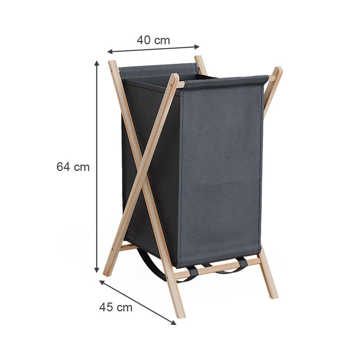 WÄSCHEKORB Bruno Grau 40 x 64 cm - Naturfarben/Grau, Holzwerkstoff (40/64/45cm) - Vicco