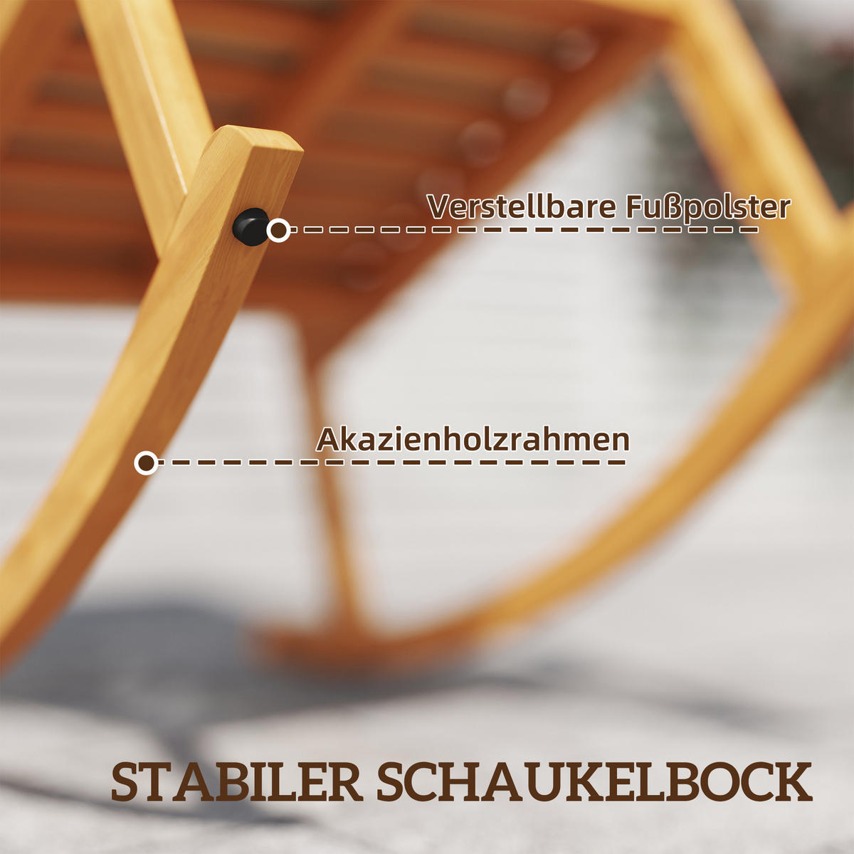 SCHAUKELSTUHL Akazienholz Polyester Beige - Beige/Akaziefarben, Holz/Textil (60/107/89cm) - Outsunny