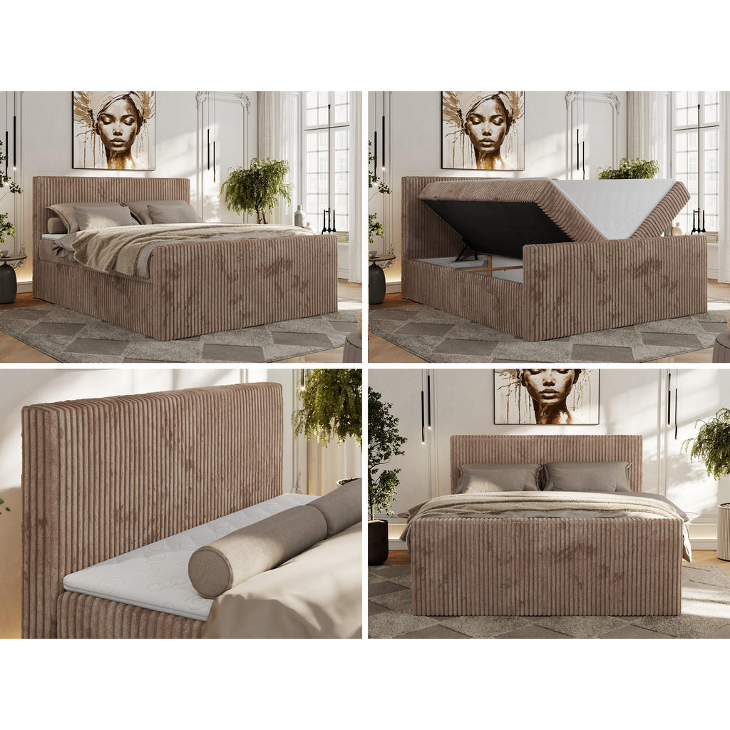 Thumbnail - MKS Boxbett, Braun, Textil, 2-Sitzer, H4, 7-Zonen, Rechteckig, 160x200 cm, Oeko-Tex®, Schlafzimmer, Betten, Boxspringbet...