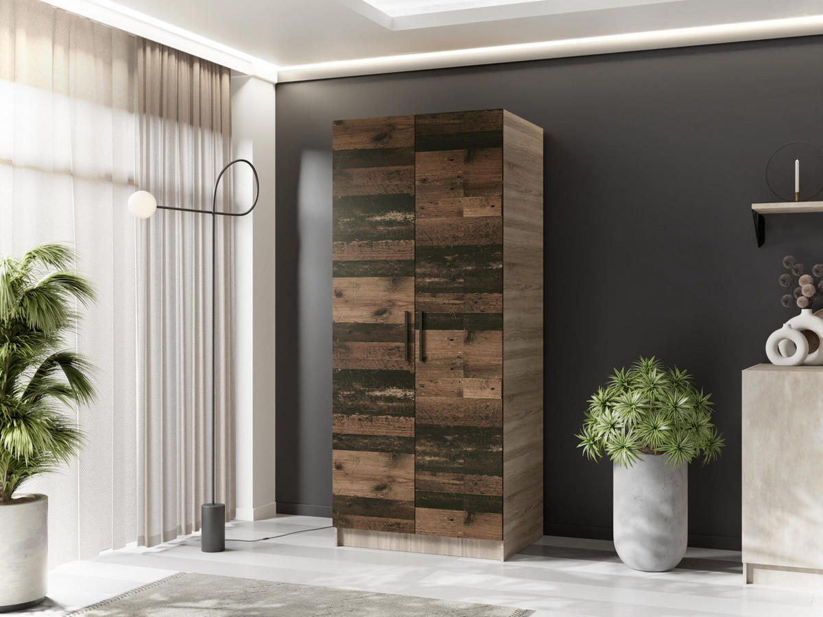 ŠATNÍ SKŘÍŇ GOLD Dub Sonoma & Old Style - Sonoma dub/hnědá, kompozitní dřevo (78/205/52.5cm) - Kier Furniture