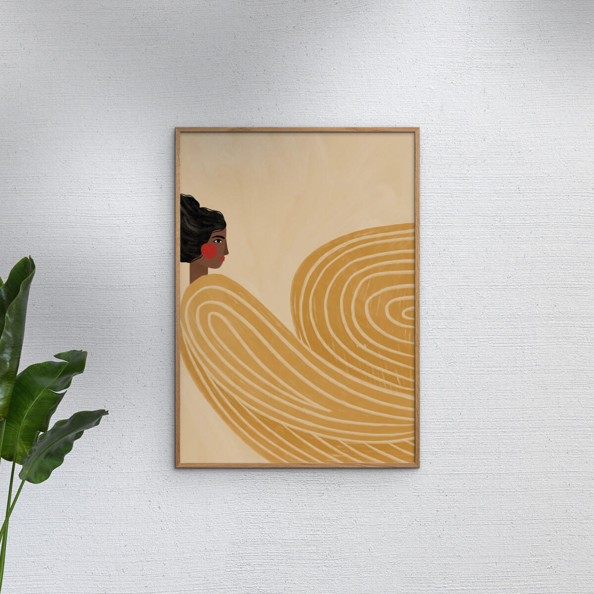 POSTER mit Rahmen Bea Muller - The Woman With the Yellow Stripes - Eichefarben/Gelb, Holz/Papier (50/70cm) - Poster&Frame