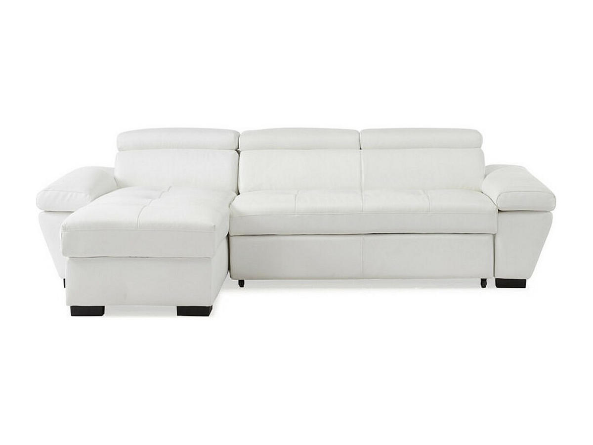 ECKSOFA mit Schlaffunktion - Ecke Links - Leder - Weiß - JONOVA - Weiß, Leder (256/154cm) - Vente-Unique