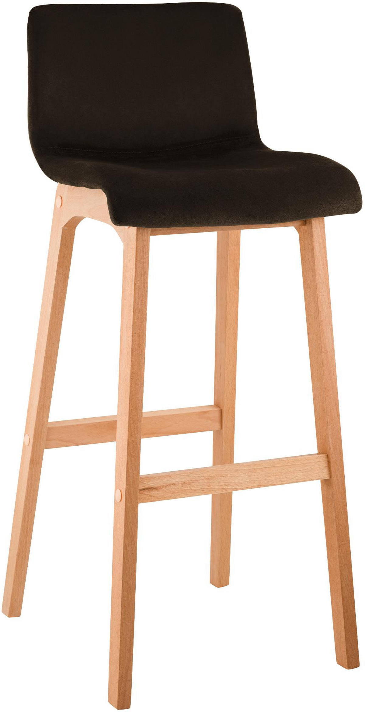 BARHOCKER Samt Braun - Eukalyptusholzfarben/Braun, Holz/Textil (41/101/46cm) - CLP