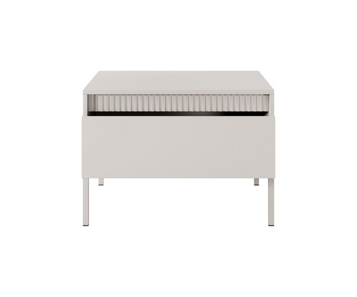 COUCHTISCH Ferrato F 68x68 cm Beige - mit 1 Schublade i Riffel-Detail - Beige, Holz/Holzwerkstoff (68/68/48cm) - Ravio