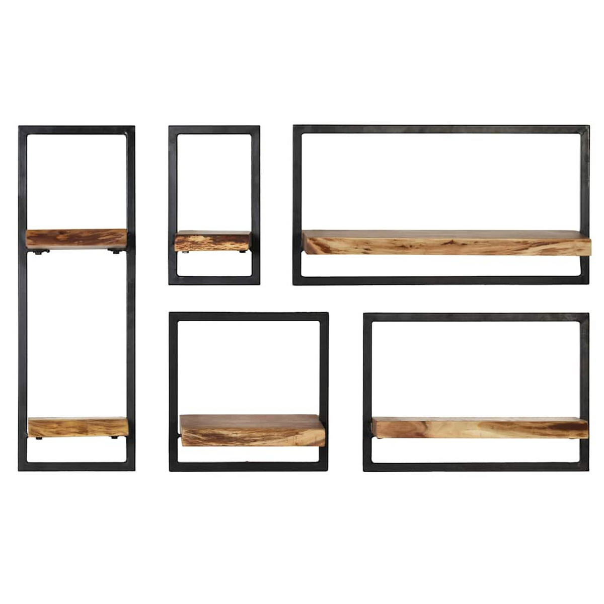 WANDREGAL-SET 5-Tlg. Akazienholz Massiv Und Stahl - Braun, Holz (35/75/65cm) - vidaXL