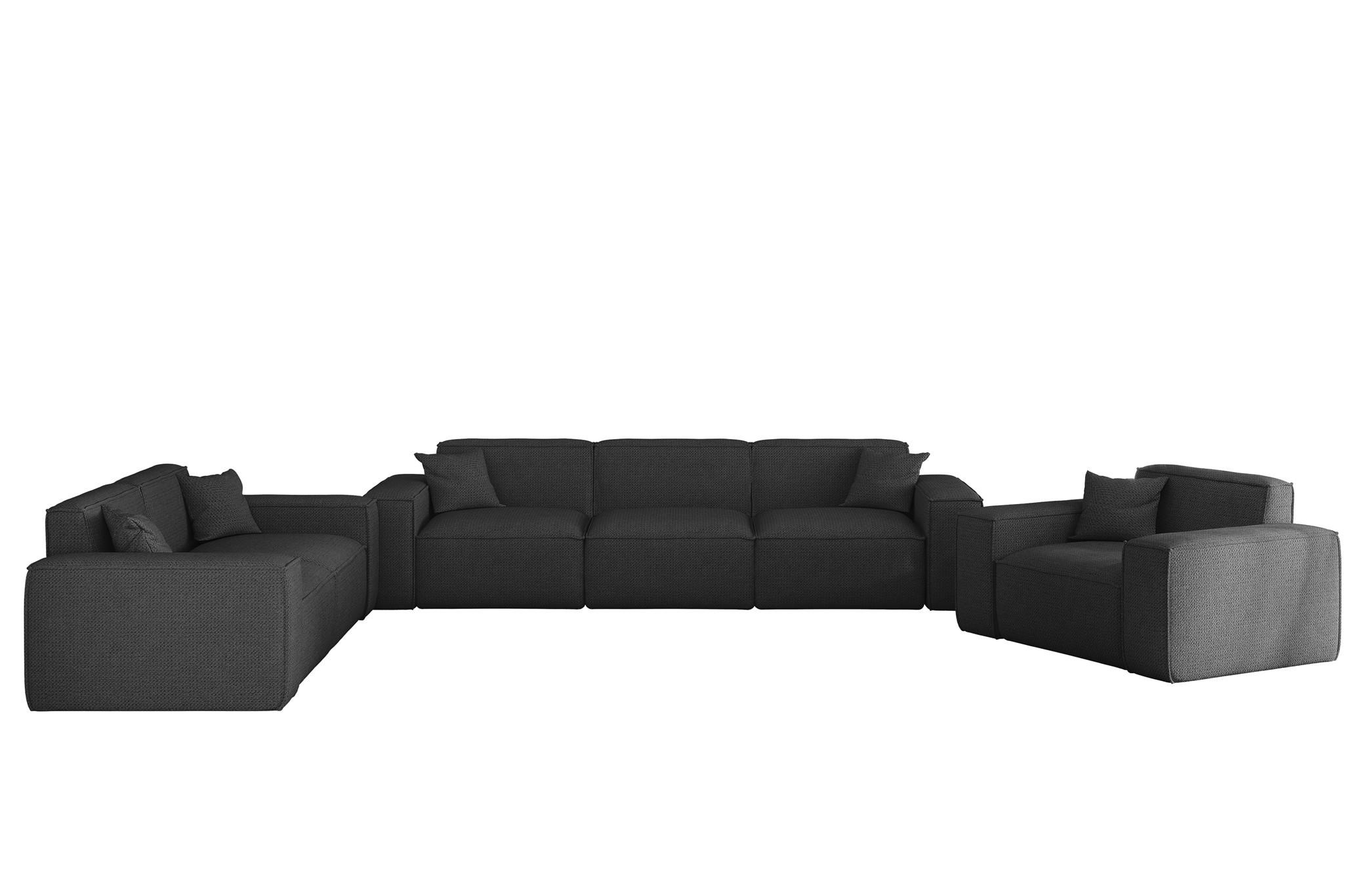 SOFASET Celes Premium 3-2-1 In Artico - Anthrazit, Holzwerkstoff/Textil (218/73/90cm) - Fun Möbel