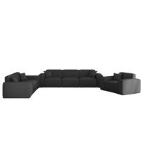 SOFASET Celes Premium 3-2-1 In Artico - Anthrazit, Holzwerkstoff/Textil (218/73/90cm) - Fun Möbel